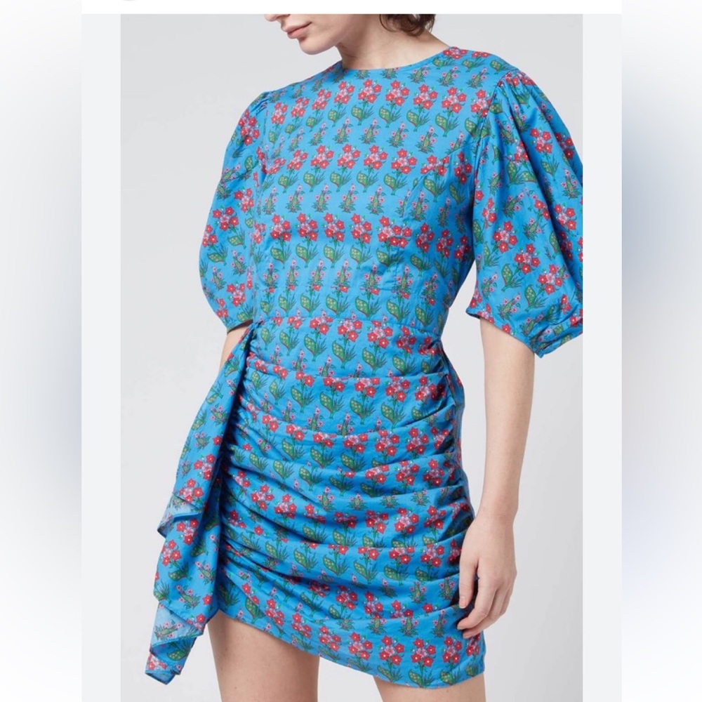 RHODE Pia Floral Print Cotton Mini Dress